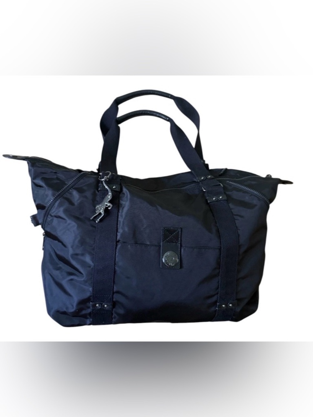 Kipling Art Travel Bag TM5133 Nylon Satchel Leather Detail Expandable Black